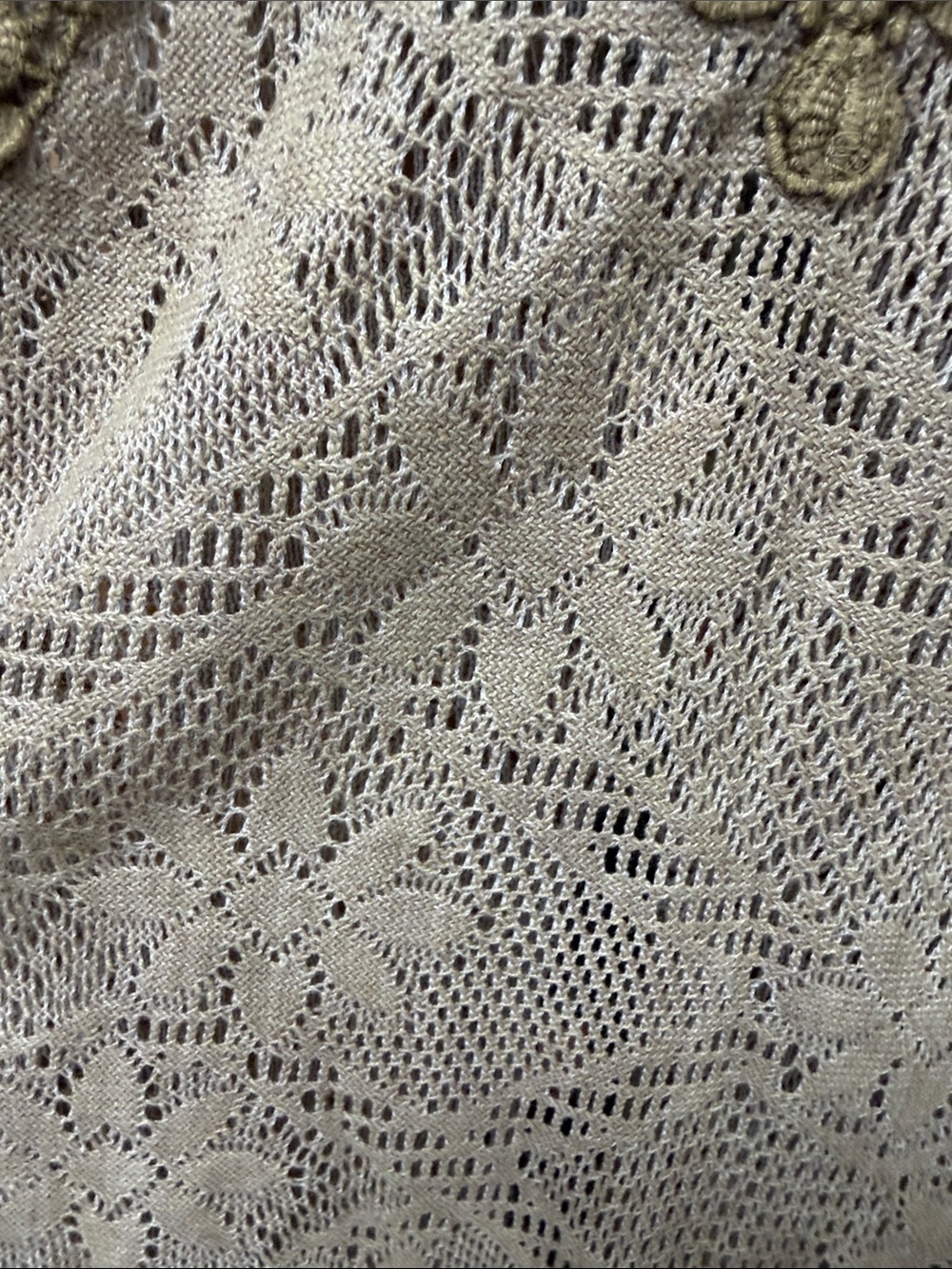 Gimmicks BKE Y2K Boho Tan Crochet Lace Button-Front Camisole with Cream Lace - Picture 6 of 9